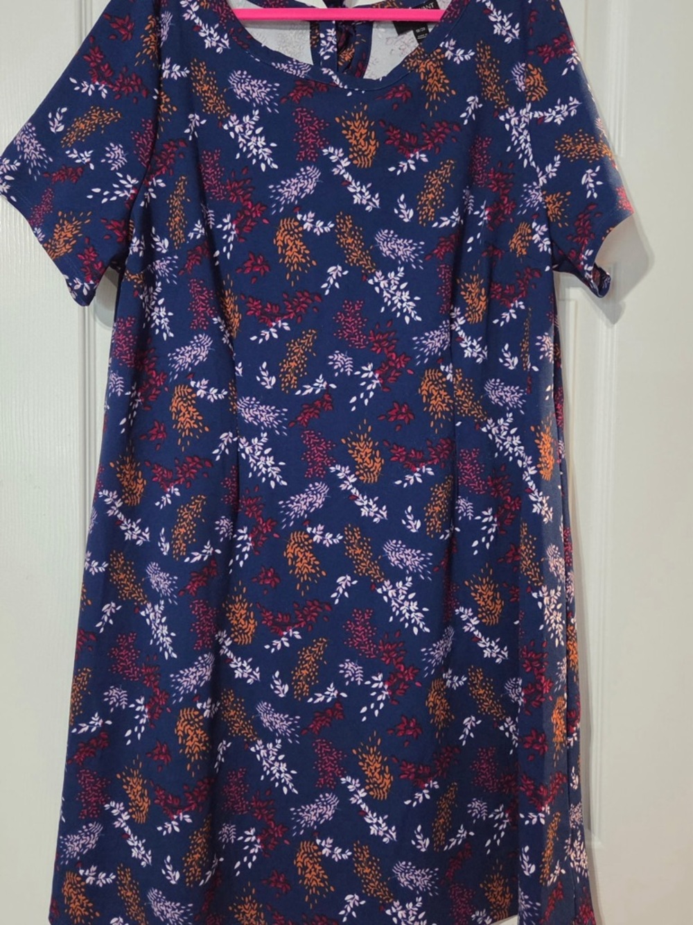Lane Bryant Navy Dress with Red, Orange and White Floral Accents. Size 18/20